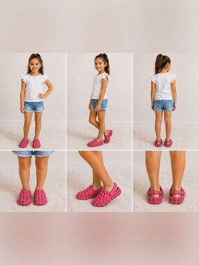 Kids Love Sparkly Fuschia Pink Bubble Pink Shoes Size 2/3